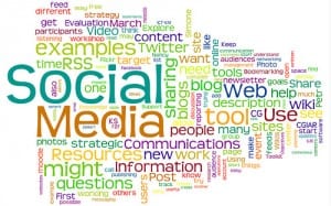 Social media collage of words
