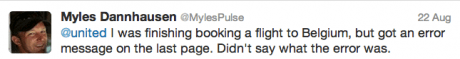 Myles United Airlines response message